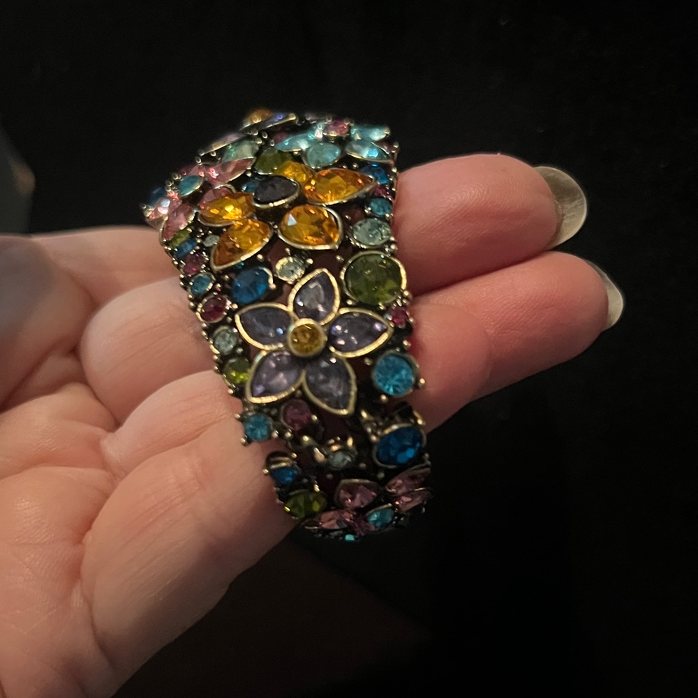 HEIDI DAUS "Fantasy In Florals" Swarovski Crystals Bracelet sz M/L NIB - Picture 3 of 9